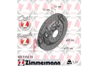 ZIMMERMANN Brzdov kotou drkovan FORMULA Z - 312 mm ZIM 100.3350.70, 100.3350.70