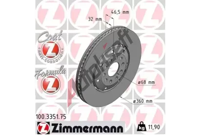 ZIMMERMANN L brzdov kotou FORMULA Z - 360 mm ZIM 100.3351.75, 100.3351.75