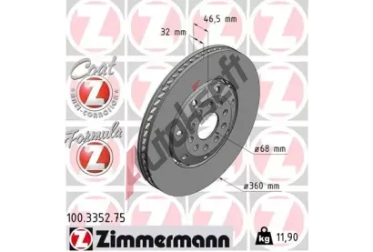 ZIMMERMANN Brzdov kotou FORMULA Z - 360 mm ZIM 100.3352.75, 100.3352.75