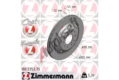 ZIMMERMANN Brzdov kotou FORMULA Z - 312 mm ZIM 100.3353.75, 100.3353.75