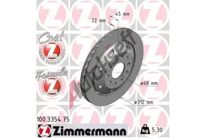 ZIMMERMANN Brzdov kotou FORMULA Z - 312 mm ZIM 100.3354.75, 100.3354.75
