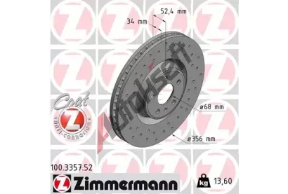 ZIMMERMANN Brzdov kotou drkovan SPORT COAT Z - 356 mm ZIM 100.3357.52, 100.3357.52
