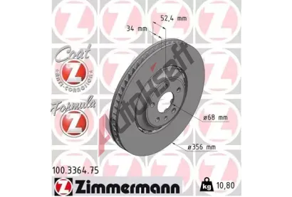 ZIMMERMANN Brzdov kotou FORMULA Z COAT Z - 356 mm ZIM 100.3364.75, 100.3364.75