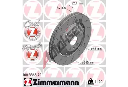 ZIMMERMANN Brzdový kotouč FORMULA Z COAT Z - 365 mm ZIM 100.3365.70, 100.3365.70 ZIMMERMANN Brzdový kotouč FORMULA Z COAT Z - 365 mm ZIM 100.3365.70, 100.3365.70