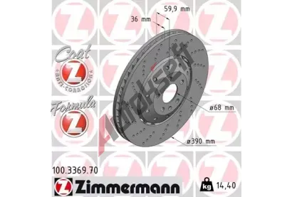 ZIMMERMANN Brzdový kotouč FORMULA Z COAT Z - 390 mm ZIM 100.3369.70, 100.3369.70 ZIMMERMANN Brzdový kotouč FORMULA Z COAT Z - 390 mm ZIM 100.3369.70, 100.3369.70