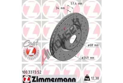ZIMMERMANN Brzdov kotou SPORT COAT Z - 349 mm ZIM 100.3373.52, 100.3373.52