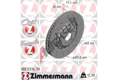 ZIMMERMANN Brzdový kotouč FORMULA Z COAT Z - 375 mm ZIM 100.3374.70, 100.3374.70  ZIMMERMANN Brzdový kotouč FORMULA Z COAT Z - 375 mm ZIM 100.3374.70, 100.3374.70