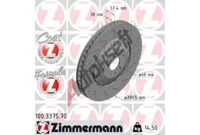 ZIMMERMANN Brzdový kotouč FORMULA Z COAT Z - 400 mm ZIM 100.3375.70, 100.3375.70  ZIMMERMANN Brzdový kotouč FORMULA Z COAT Z - 400 mm ZIM 100.3375.70, 100.3375.70
