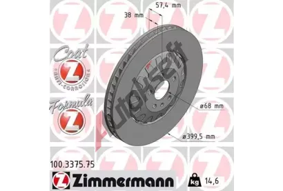 ZIMMERMANN Brzdový kotouč FORMULA Z COAT Z - 400 mm ZIM 100.3375.75, 100.3375.75  ZIMMERMANN Brzdový kotouč FORMULA Z COAT Z - 400 mm ZIM 100.3375.75, 100.3375.75