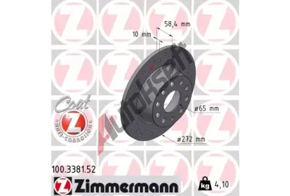 ZIMMERMANN Brzdov kotou SPORT Z - 272 mm ZIM 100.3381.52, 100.3381.52