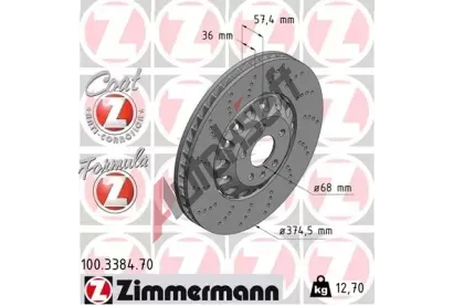 ZIMMERMANN Brzdov kotou FORMULA Z COAT Z - 375 mm ZIM 100.3384.70, 100.3384.70