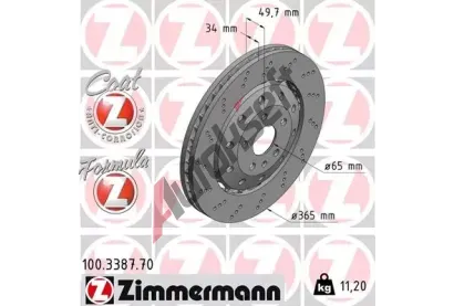 ZIMMERMANN Brzdov kotou FORMULA Z COAT Z - 365 mm ZIM 100.3387.70, 100.3387.70