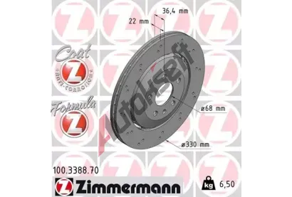 ZIMMERMANN Brzdový kotouč FORMULA Z COAT Z - 330 mm ZIM 100.3388.70, 100.3388.70 ZIMMERMANN Brzdový kotouč FORMULA Z COAT Z - 330 mm ZIM 100.3388.70, 100.3388.70