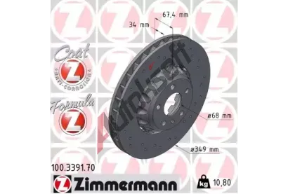 ZIMMERMANN Brzdový kotouč FORMULA Z COAT Z - 349 mm ZIM 100.3391.70, 100.3391.70 ZIMMERMANN Brzdový kotouč FORMULA Z COAT Z - 349 mm ZIM 100.3391.70, 100.3391.70