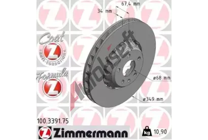 ZIMMERMANN Brzdový kotouč FORMULA Z COAT Z - 349 mm ZIM 100.3391.75, 100.3391.75 ZIMMERMANN Brzdový kotouč FORMULA Z COAT Z - 349 mm ZIM 100.3391.75, 100.3391.75