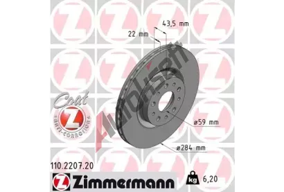 ZIMMERMANN Brzdov kotou COAT Z - 284 mm ZIM 110.2207.20, 110.2207.20