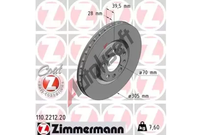 ZIMMERMANN Brzdov kotou COAT Z - 305 mm ZIM 110.2212.20, 110.2212.20