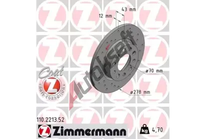 ZIMMERMANN Brzdov kotou SPORT COAT Z - 278 mm ZIM 110.2213.52, 110.2213.52