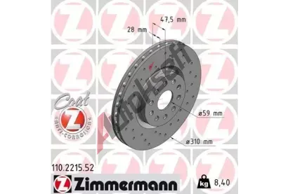 ZIMMERMANN Brzdov kotou drkovan SPORT COAT Z - 310 mm ZIM 110.2215.52, 110.2215.52
