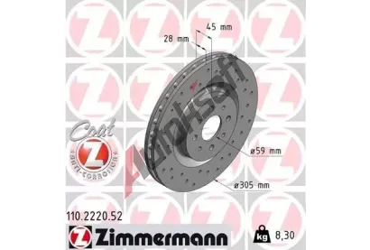 ZIMMERMANN Brzdov kotou SPORT COAT Z - 305 mm ZIM 110.2220.52, 110.2220.52