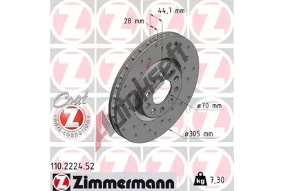 ZIMMERMANN Brzdov kotou SPORT COAT Z - 305 mm ZIM 110.2224.52, 110.2224.52