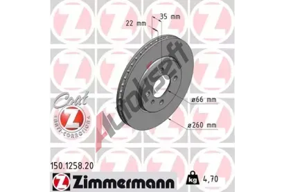 ZIMMERMANN Brzdov kotou COAT Z - 260 mm ZIM 150.1258.20, 150.1258.20