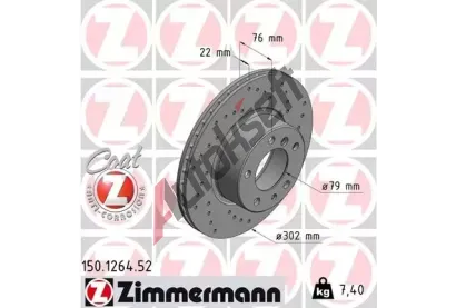 ZIMMERMANN Brzdov kotou drkovan SPORT COAT Z - 302 mm ZIM 150.1264.52, 150.1264.52