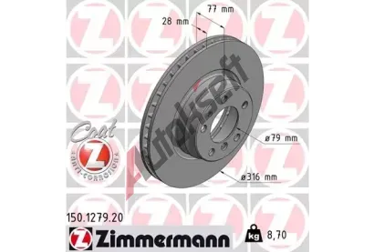 ZIMMERMANN Brzdov kotou COAT Z - 316 mm ZIM 150.1279.20, 150.1279.20