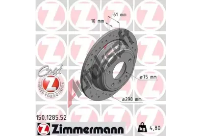 ZIMMERMANN Brzdový kotouč dírkovaný SPORT COAT Z - 298 mm ZIM 150.1285.52, 150.1285.52  ZIMMERMANN Brzdový kotouč dírkovaný SPORT COAT Z - 298 mm ZIM 150.1285.52, 150.1285.52