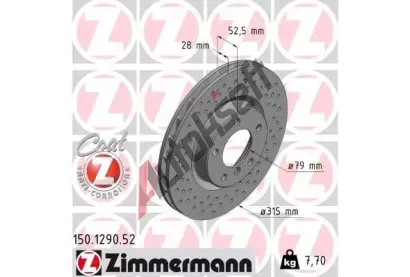 ZIMMERMANN Brzdov kotou drkovan SPORT COAT Z - 315 mm ZIM 150.1290.52, 150.1290.52