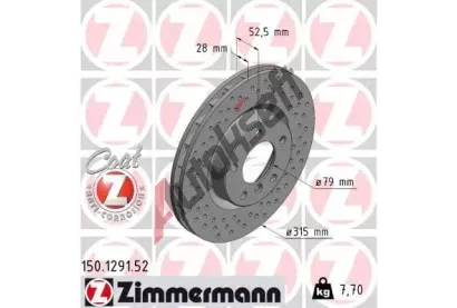 ZIMMERMANN Brzdový kotouč dírkovaný SPORT COAT Z - 315 mm ZIM 150.1291.52, 150.1291.52  ZIMMERMANN Brzdový kotouč dírkovaný SPORT COAT Z - 315 mm ZIM 150.1291.52, 150.1291.52