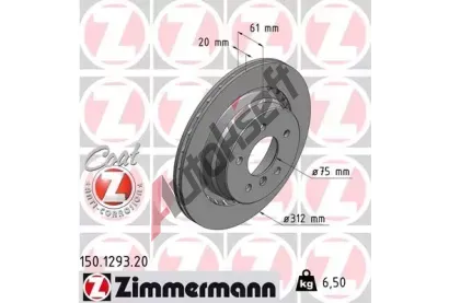 ZIMMERMANN Brzdov kotou COAT Z - 312 mm ZIM 150.1293.20, 150.1293.20