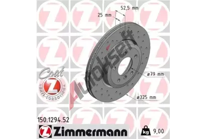 ZIMMERMANN Brzdov kotou drkovan SPORT COAT Z - 325 mm ZIM 150.1294.52, 150.1294.52