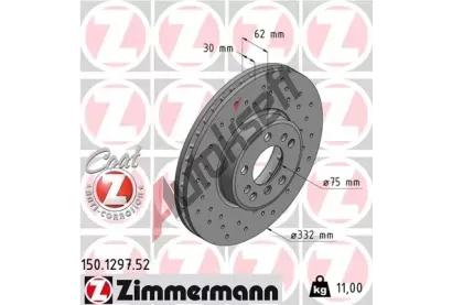 ZIMMERMANN Brzdov kotou drkovan SPORT COAT Z - 332 mm ZIM 150.1297.52, 150.1297.52