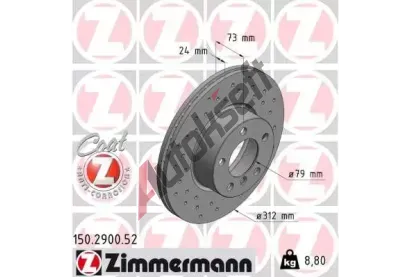 ZIMMERMANN Brzdov kotou drkovan SPORT COAT Z - 312 mm ZIM 150.2900.52, 150.2900.52
