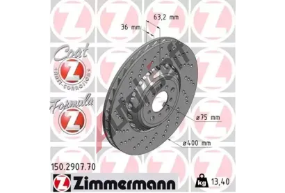 ZIMMERMANN L brzdov� kotou� FORMULA Z BRAKE DISC - 400 mm ZIM 150.2907.70, 150.2907.70