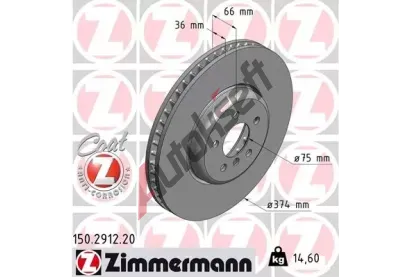 ZIMMERMANN Brzdov kotou COAT Z - 374 mm ZIM 150.2912.20, 150.2912.20