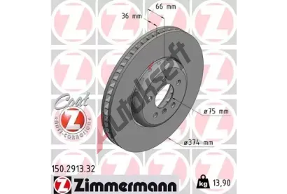 ZIMMERMANN Brzdov kotou FORMULA F COAT Z - 374 mm ZIM 150.2913.32, 150.2913.32