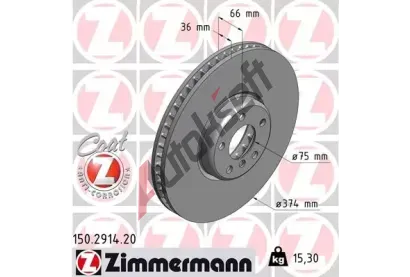 ZIMMERMANN Brzdov kotou COAT Z - 374 mm ZIM 150.2914.20, 150.2914.20