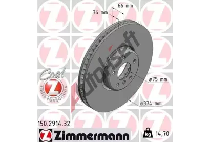 ZIMMERMANN Brzdov kotou FORMULA F COAT Z - 374 mm ZIM 150.2914.32, 150.2914.32