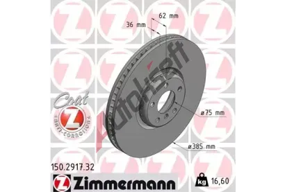 ZIMMERMANN Brzdov kotou FORMULA F COAT Z - 385 mm ZIM 150.2917.32, 150.2917.32