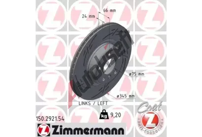ZIMMERMANN Brzdový kotouč BLACK Z - 345 mm ZIM 150.2921.54, 150.2921.54 ZIMMERMANN Brzdový kotouč BLACK Z - 345 mm ZIM 150.2921.54, 150.2921.54