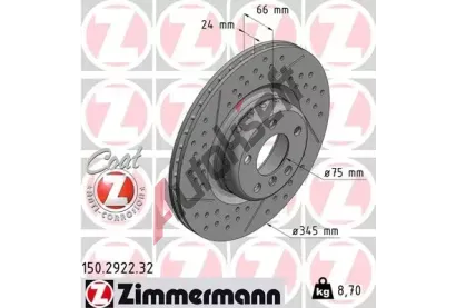 ZIMMERMANN Brzdový kotouč FORMULA F COAT Z - 345 mm ZIM 150.2922.32, 150.2922.32 ZIMMERMANN Brzdový kotouč FORMULA F COAT Z - 345 mm ZIM 150.2922.32, 150.2922.32