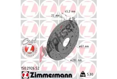 ZIMMERMANN Brzdov kotou SPORT COAT Z - 280 mm ZIM 150.2926.52, 150.2926.52