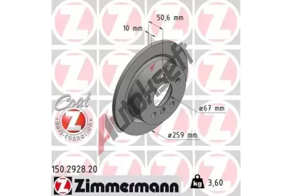 ZIMMERMANN Brzdov kotou COAT Z - 259 mm ZIM 150.2928.20, 150.2928.20