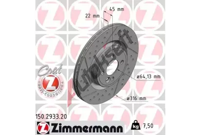 ZIMMERMANN Brzdov kotou COAT Z - 316 mm ZIM 150.2933.20, 150.2933.20