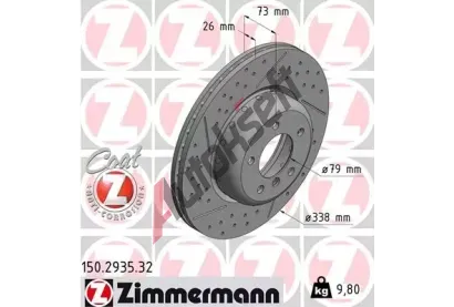 ZIMMERMANN Brzdov kotou FORMULA F COAT Z - 338 mm ZIM 150.2935.32, 150.2935.32