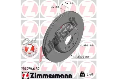 ZIMMERMANN Brzdov kotou FORMULA F COAT Z - 345 mm ZIM 150.2946.32, 150.2946.32