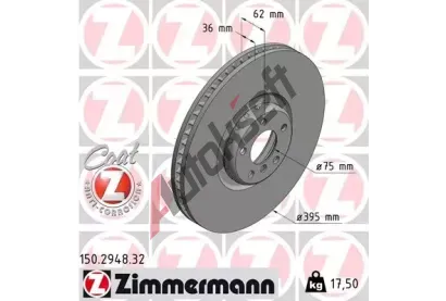 ZIMMERMANN Brzdov kotou FORMULA F COAT Z - 395 mm ZIM 150.2948.32, 150.2948.32