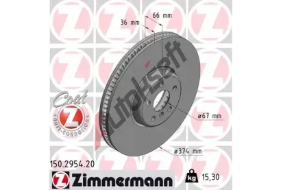 ZIMMERMANN Brzdov kotou COAT Z - 374 mm ZIM 150.2954.20, 150.2954.20